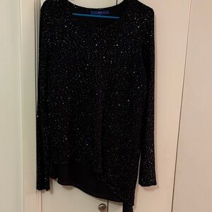 Apt. 9 Black Sequin Long Sleeve Blouse